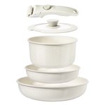 GiPP 5Pcs Ceramic Pots and Pans Set Nonstick Cookware Sets Removable Handle Kitchen,Oven Safe, Induction Ready