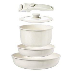 GiPP 5Pcs Ceramic Pots and Pans Set Nonstick Cookware Sets Removable Handle Kitchen,Oven Safe, Induction Ready