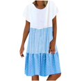 thumbnail image 1 of CHUANK Robes en Lin pour Femmes Été Grande Taille Manches Courtes Col en V Longueur Genou Robe Ample Décontractée Confortable Robe de Plage Soldes de Liquidation 2024, 1 of 7
