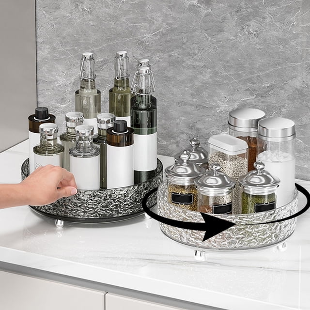 mtvxesu 360 Degree Spinning Turntable Organizer for Kitchen Cabinet Pantry Refrigerator Countertop Spice Condiment Storage, 1-Pack