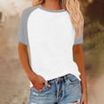 thumbnail image 5 of Womens Summer Raglan T-Shirts Color Block Plus Size Baseball Tees Casual Short Sleeve Loose Pullover Gray, L, 5 of 5