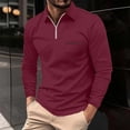 thumbnail image 3 of XZNGL Long Sleeve Polo Shirt for Men, Turn-down Collar, Full Zip Front, Front Pockets, Solid Color, Breathable Polyester, Casual Fit, Summer Wear, 3 of 7