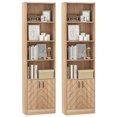 thumbnail image 1 of Gymax 2 Pcs Bibliothèque 71 Pieds' avec Armoire à 2 Portes Bibliothèque à 6 Niveaux Armoire de Rangement Haute Présentoir, 1 of 10