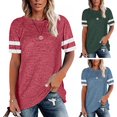 thumbnail image 1 of Chemises pour Femmes Chemises Chemises pour Femmes Hauts pour Dames Chemises à Manches Courtes pour Femmes Camisas de Mujer Chemises pour Femmes Chemises pour Femmes Été T-Shirts pour Femmes T-Shirts pour Femmes à Manches Courtes à Rayures Col, 1 of 4