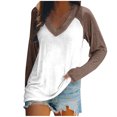 thumbnail image 2 of EQWLJWE Fall Raglan Sleeve Tunic Tops Womens Plus Size Color Block V Neck Raglan Long Sleeve Shirts Casual Fall Sweatshirts Holiday Raglan Sleeve Tops, 2 of 4