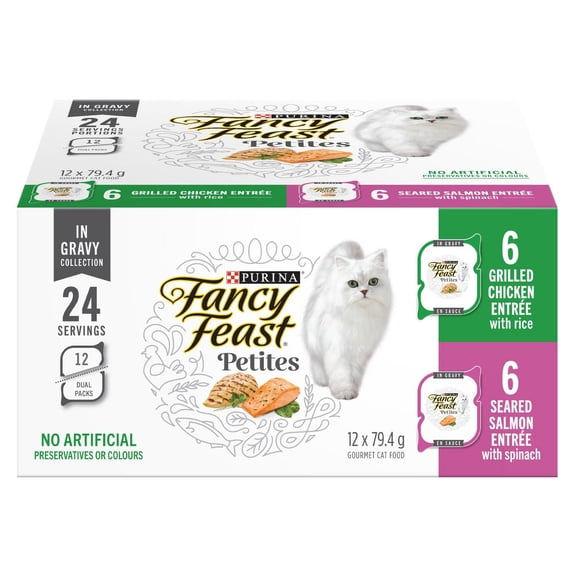 Fancy Feast Petites Gravy Collection Variety Pack, Wet Cat Food 12 X 79.4g