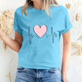 thumbnail image 1 of Pisexur T-shirt de la Saint-Valentin Haut T-shirt de la Saint-Valentin pour Femme Amour Imprimé T-shirt à Manches Courtes Haut à Manches Courtes Col Rond Haut/chemise, 1 of 5