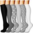 thumbnail image 1 of 6 Pairs-Compression Socks for Women & Men Circulation Best Support for Nurses, Running, Athletic,Flight Travel, 1 of 5