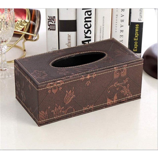 ORUYROP Leather Tissue Box Holder-Waterproof Rectangular Tissue Box Cover Vintage Napkin Paper Holder for Home,Office&Car Decor (Gao)