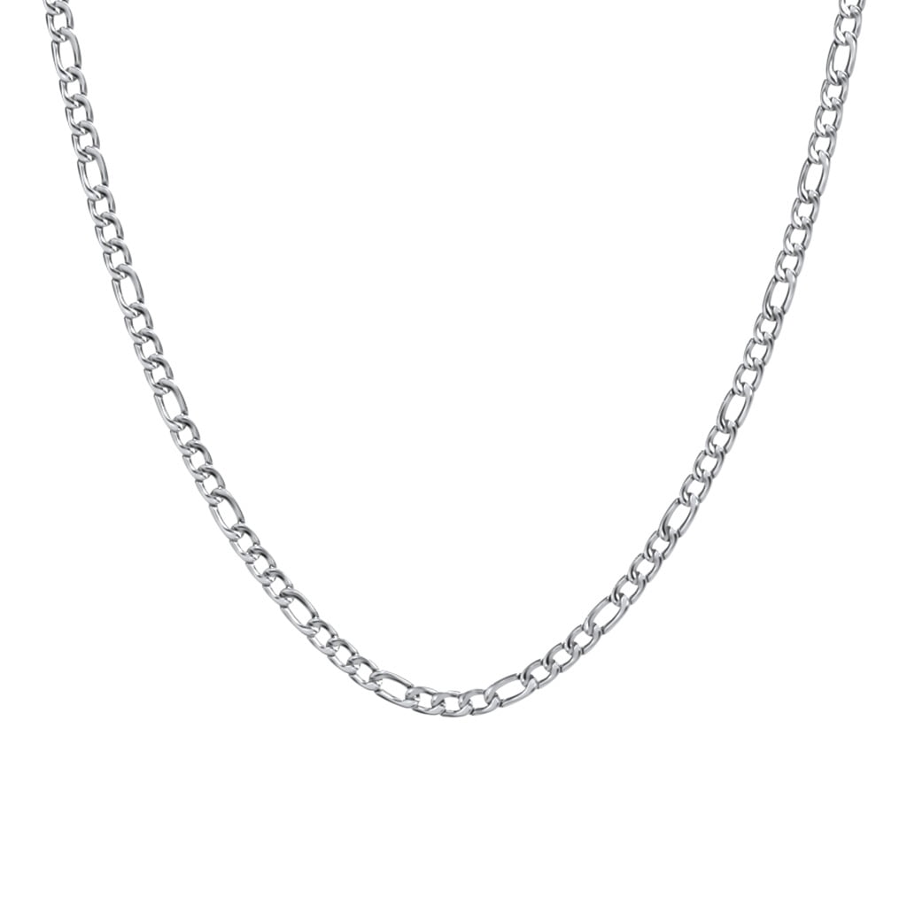 Men's 20" Figaro Chain Necklace in Stainless Steel - 5mm