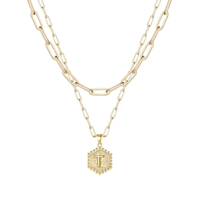 SIfdSeng Collier Hexagone Initial 26 pour Femmes Colliers pour Femmes A Z 26 Alphabet Initial Colliers Dorés pour Femmes Filles