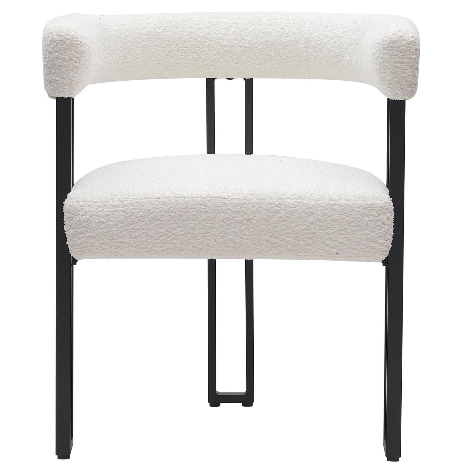 Contemporary Boucle Fabric Dining Chair, Set of 2 - Ivory & Black