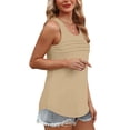 thumbnail image 4 of Besolor Womens Summer Sleeveless Shirts 2025 Casual Round Neck Tank Tops Loose Solid Color Basic Tee Plus Size, 4 of 7
