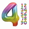 thumbnail image 2 of Rainbow Foil Balloon, Number 4 Shaped, 34", 2 of 2