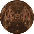 thumbnail image 1 of Ahgly Tapis Rond Lavable en Machine Intérieur Transitionnel Acajou Brun, 6 Pieds Rond, 1 of 7