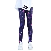 YOUSNH Kids Girls Ankle Length Leggings Printing Flower Classic Stretch Pants Girls Pants Purple_001 10-11 Years