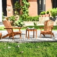 thumbnail image 1 of Gymax Ensemble de 3 Chaises Adirondack en Eucalyptus avec Table d'Appoint pour Patio Extérieur Naturel, 1 of 10