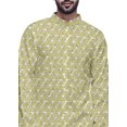 thumbnail image 4 of Atasi Printed Long Sleeve Kurta For Men Button Down Cotton Slub Ethnic Shirt, 4 of 5