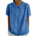 thumbnail image 1 of Timegard Hauts pour Femmes Col à Œillets Boutons au Dos Manches Courtes Blouse Confortable Décontractée Chic, 1 of 6