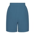 thumbnail image 4 of Annhoo Womens Plus Size Cotton Linen Shorts High Waisted Drawstring Wide Leg Solid Comfy Casual Shorts with Pockets, 4 of 7