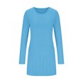 thumbnail image 4 of SROBPTY Longues Chemises à Manches pour Femmes, Mode Féminine Manches Longues Col Rond Taille Cintrée Bleu, TG, 4 of 4