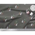 thumbnail image 2 of Soimoi Satin Silk Fabric Carrot & Rabbit Dots Print Fabric by the Yard 42 Inch Wide, 2 of 5