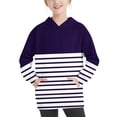 thumbnail image 1 of RXIRUCGD Girls Hoodie Lightweight Sweatshirt, Color Block Striped Pullover Sweatshirt Fall Fashion Girls Clothes, Girls Purple Sweatshirt Size 11-12 Years, 1 of 7