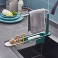 thumbnail image 3 of Retractable Water Filter Rack Basket - Expandable Sink Mounted organizer Multi-Functional Drying Rack & Utensil Holder Sturdy, Green, JKODE, 3 of 8