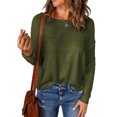 thumbnail image 1 of Innerwin Sweater Solid Color Ladies Jumper Tops Chic Long Sleeve Casual Knitted Sweaters Green L, 1 of 1
