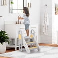thumbnail image 3 of Collapsible 3-Step Kids Step Stool with Safety Handles – Adjustable, Non-Slip Cooking Assistant Tower for Toddlers –  Converts to 2 or 3 Steps – USA Yellow HDPE (Model: LZW2023-601), 3 of 8