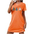 thumbnail image 5 of Sakmal Mignonne Robe de Nuit Moomoo pour Femmes Noël Ultra Douce Orange Grande Taille Robe de Sommeil Imprimé Arbres de Noël Col Rond Manches Courtes Courtes Robes de Nuit P-2TG, 5 of 5