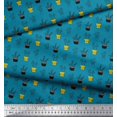 thumbnail image 3 of Soimoi Blue Velvet Fabric Cactus Leaves Print Fabric by the Yard 60 Inch Wide, 3 of 3