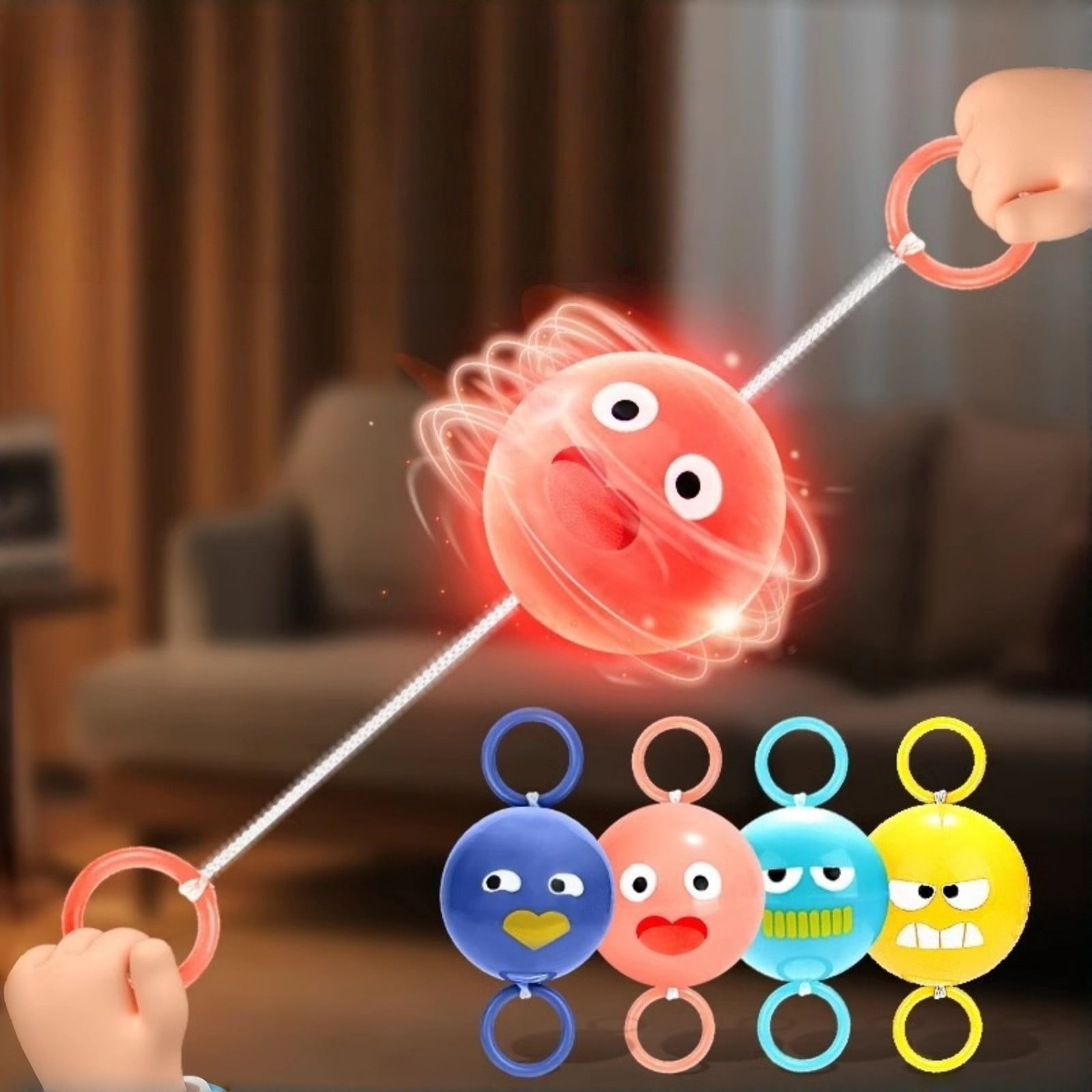 Jouet YoYo Clignotant, Jouet Volant à Tirer en Corde, Jouet Lumineux Tournoyant pour Enfants, Jouet Interactif de Coordination Oeil-Main, Jouet