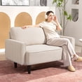 thumbnail image 2 of HOMCOM Loveseat, Linen Fabric Upholstered 2 Seater Sofa Couch, Beige, 2 of 10