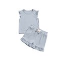 thumbnail image 4 of RXIRUCGD 2025 Summer Clothes for Kids Children's Summer Solid Color Comfortable Short Sleeve Round-Neck Top And Short Sets For Kids, 4 of 6