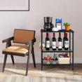 thumbnail image 5 of Bakers Rack Microwave Stand Cart With Storage Small Kitchen Island On Wheels Black Coffee Bar Cart 3 Tier Kitchen Shelf Stand With 10 Hooks Printer Table For Living Room Bedroom Office, 5 of 5