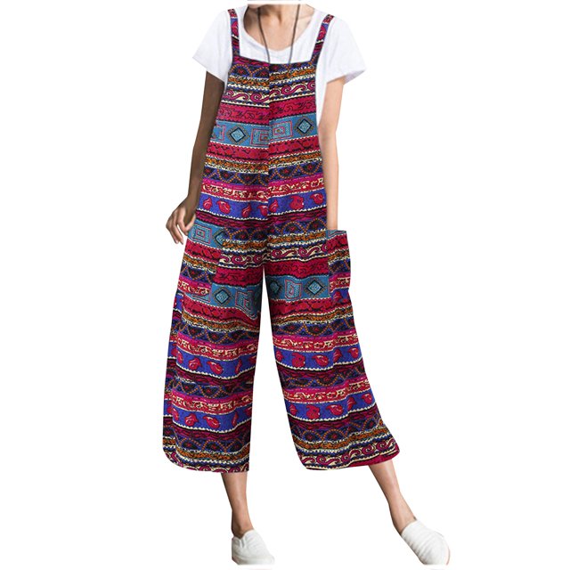 Penkiiy Combinaisons pour Femmes Combinaison Décontractée pour Femmes Mode Printemps et Été Imprimée à Épaules Dénudées à Bretelles Combinaison Rouge m Combinaisons