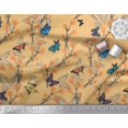 thumbnail image 3 of Soimoi Tissu Poly Georgette Orange Fleur & Papillon Décor Tissu Imprimé BTY 52 Pouces de Large, 3 of 5