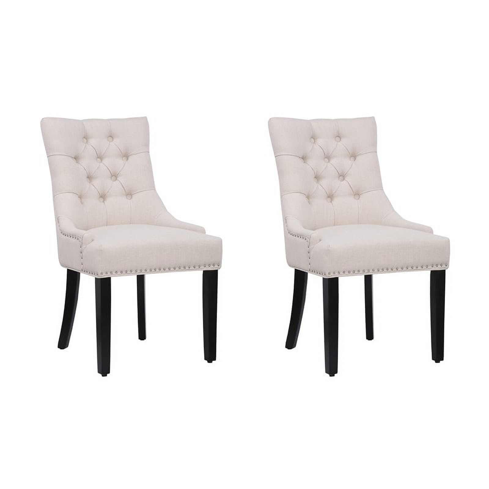 Costaelm Bellmount Wingback Tufted Dining Chairs, Modern, Dining Room, Linen, Beige (Set of 2)