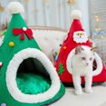 thumbnail image 2 of Lits de Maison pour Chat en Forme d'Arbre de Noël pour Animaux - Portail Rouge et Vert, Tente Intérieure pour Chatons, Grotte, Nid, 2 of 4