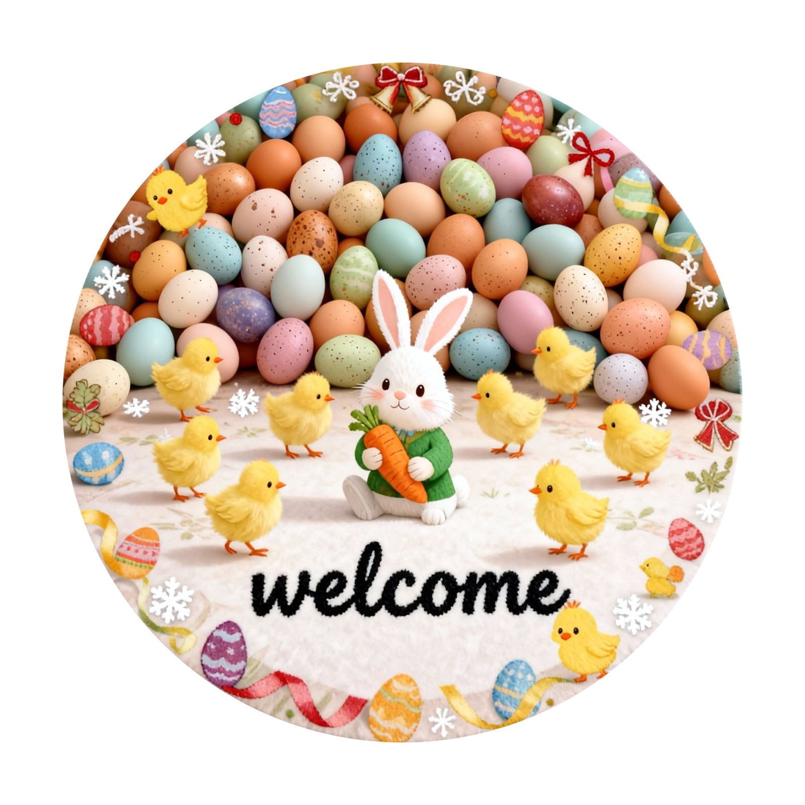 TIELUTT Tapis de Bienvenue Rond en Forme de Lapin de Pâques 2026 Tapis de Pâques Absorbant et Résistant Tapis Rond de Pâques Tailles 40CM/60CM/80CM Couverture Duveteuse pour Canapé Tapis et Ensemble Couvertures Jeté Foncé Jeté Décoratif