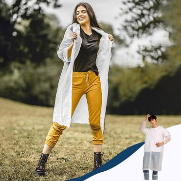 HOARBOEG Ponchos de Pluie pour Adultes Réutilisables Manteaux de Pluie en EVA Ensemble Imperméables Manteau de Pluie Unisexe avec Capuchon à Cordon Manteau de Pluie Léger Imperméable Équipement de Pluie pour Hommes et Femmes