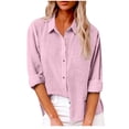 thumbnail image 1 of Yuyuzo Womens Plus Size Button down Shirts Cotton Linen Fall Casual Long Sleeve Solid Color Blouses, 1 of 7
