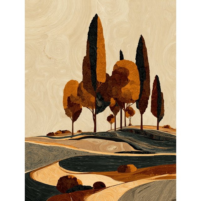 Qisvanset Autumn Trees Landscape Canvas Wall Art Print, 15.75x11.81 Inches