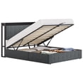 thumbnail image 1 of Lift Up Storage Bed Frame, Velvet Upholstered Hydraulic Platform Bed with Storage Headboard, Sturdy Wooden Slats Support, No Box Spring Needed, 1 of 9
