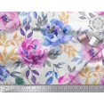 thumbnail image 2 of Soimoi White polyester Crepe Fabric Leaves & Floral Print Sewing Fabric BTY 52 Inch Wide, 2 of 3
