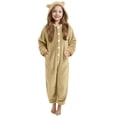 thumbnail image 1 of Pyjama d'Hiver pour Filles Combinaison à Capuche à Manches Longues pour Filles Pyjama Uni pour Chaleur Hivernale Décontractée Combinaison à Manches Longues, 1 of 6