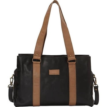 Sharo S-600 Sac Fourre-Tout pour Ordinateur Portable en Cuir Souple et Sac à Bandoulière, Noir