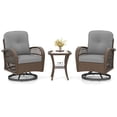 thumbnail image 1 of Gymax Set Of 3 Patio Swivel Rocker Set Gliding Bistro Furniture Set w/ Tempered Glass Table Gray, 1 of 4
