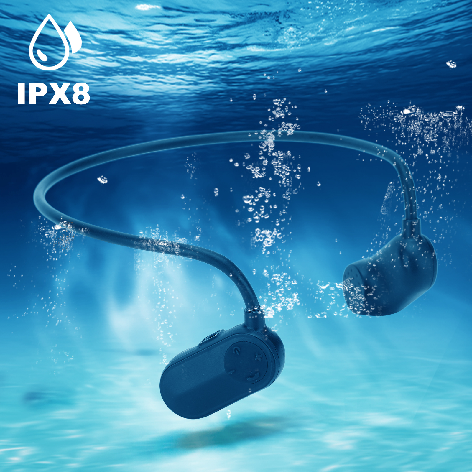 Flexible Lightweight Bone Conduction Earphone, Elastic Ipx8 Waterproof Headphone, Cycling Excercise for Swimming Water Sports